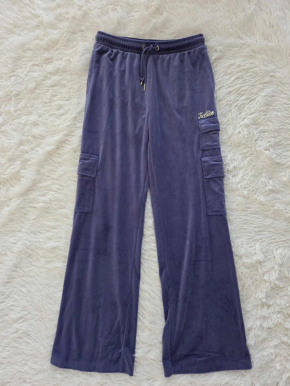 Justice Blue Velour Zip Up Hoodie Track Suit Girls Size L 12/14